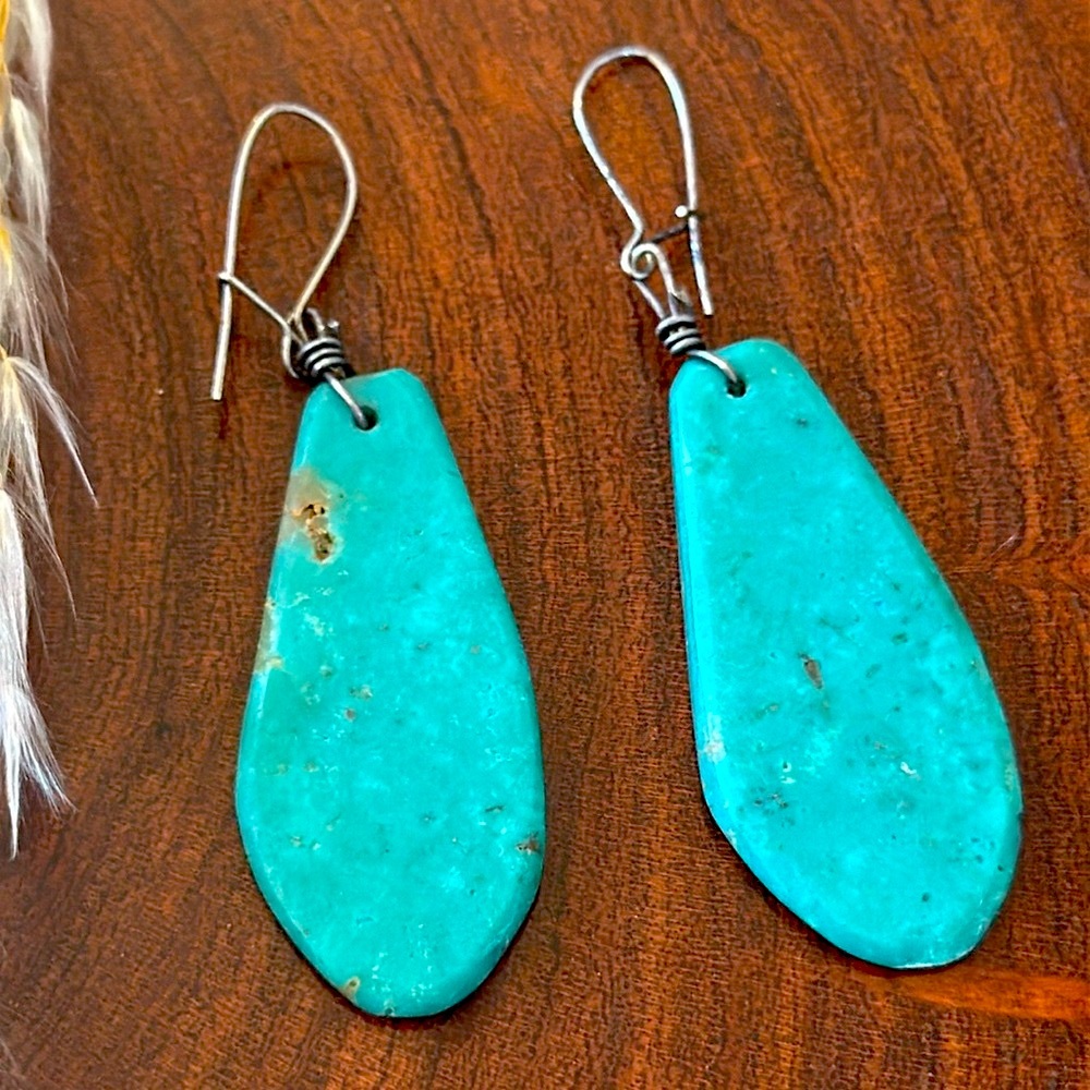 Vintage Turquoise Slab Earrings